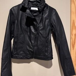 Hollister Women's Black Leather Jacket XS